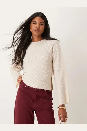 JDY Wide sleeve knit sweater in stone