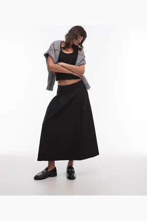MANGO Midi pleat front skirt in