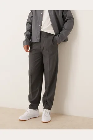 ASOS Smart oversized tapered pants in charcoal plaid