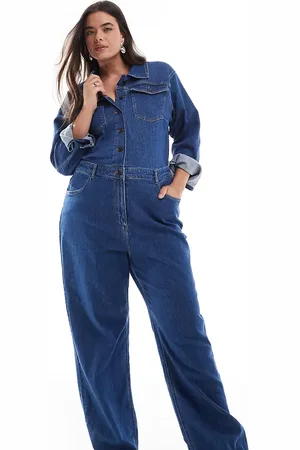 ONLY Long sleeve denim jumpsuit in dark