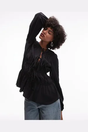 Topshop Soft touch tie front tiered top in