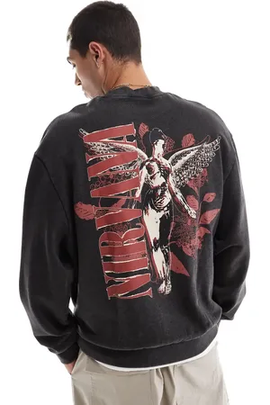 ASOS Unisex oversized license sweatshirt with Nirvana prints in washed
