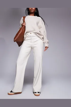 River Island Faux leather relaxed straight pants in cream