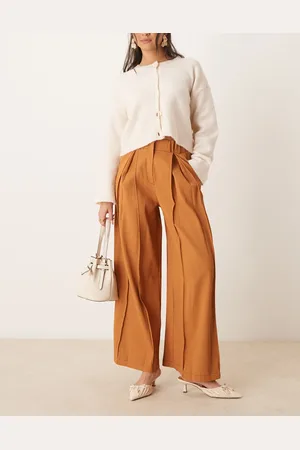 Ghospell High waisted tailored wide leg pants in tan