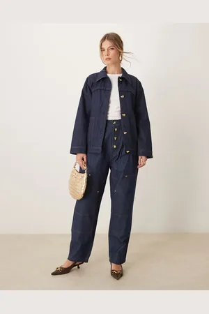Ghospell High waisted denim jeans in indigo - part of a set