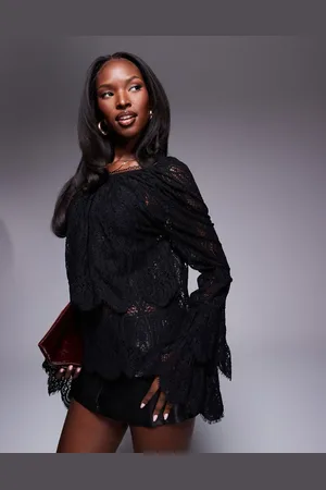 River Island All-over lace blouse in