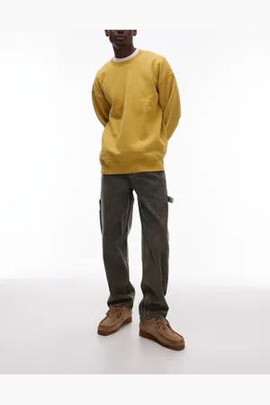 Topman Straight acid wash pants in khaki