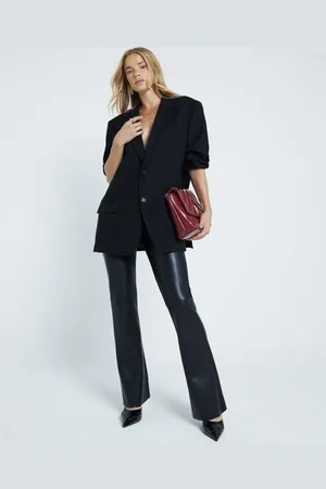 River Island Faux leather pull on flare pants in