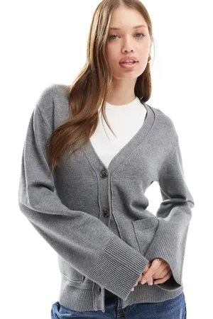 Cotton On Cotton On v neck cardigan with pockets in heathered charcoal
