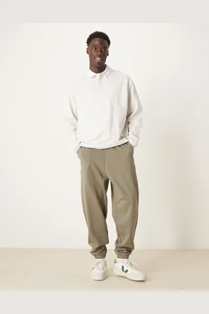 ASOS Oversized sweatpants with contrast stitching in khaki