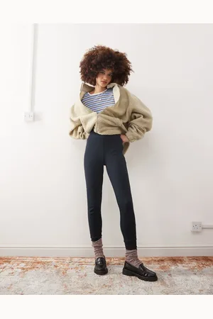 COLLUSION Heavyweight ribbed leggings in dark with deep cuff