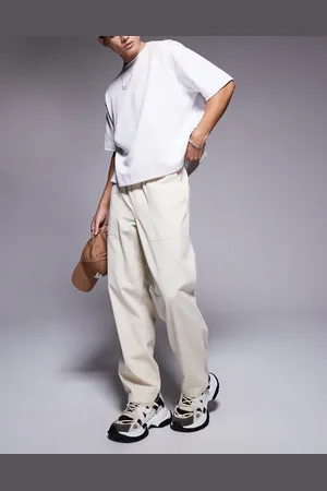 ASOS Pull on pants with carpenter detailing in beige
