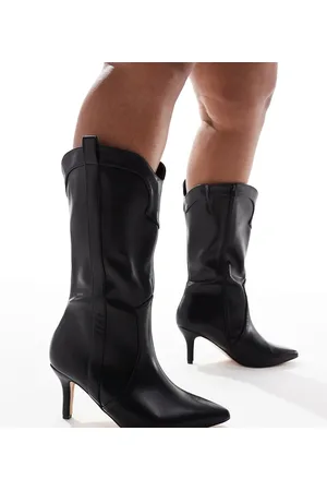 Yours PU heeled western boots in