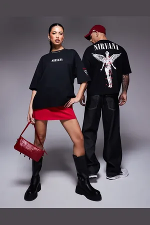 ASOS Unisex boxy oversized licensed t-shirt with Nirvana prints in