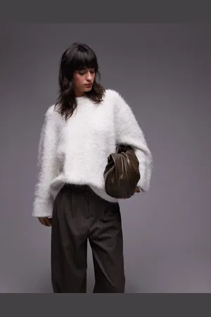 Topshop Ultra fluffy oversized sweater in ivory