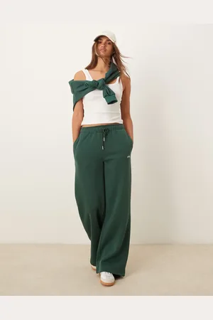 Urban Threads Lounge sporty wide leg sweatpants in forest