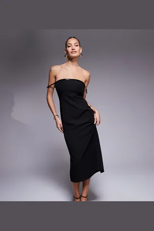 Kaiia Exclusive bardot buckle detail bodycon midi dress in