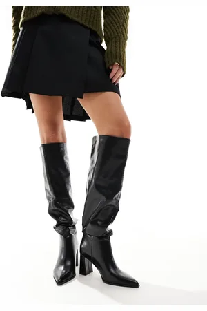Stradivarius Slouchy heeled knee high boots in