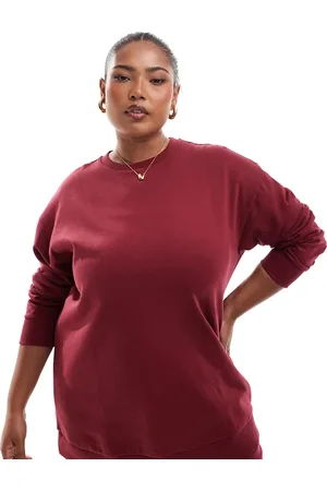 Yours Crew neck sweatshirt in burgundy - part of a set