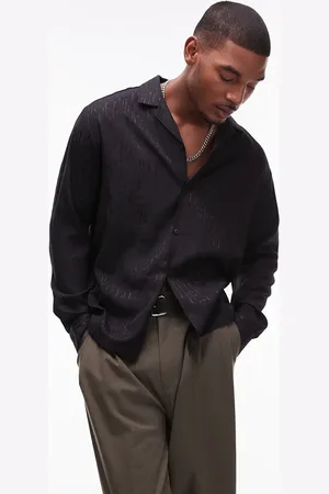Topman Long sleeve relaxed revere jacquard shirt in
