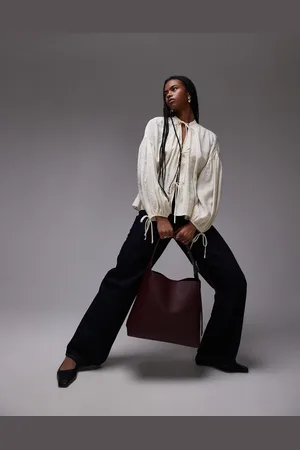Topshop Soft touch tie front top in buttermilk
