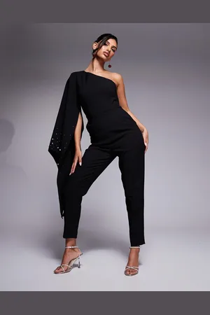 Lavish Alice Ombre embellished one shoulder cape jumpsuit in