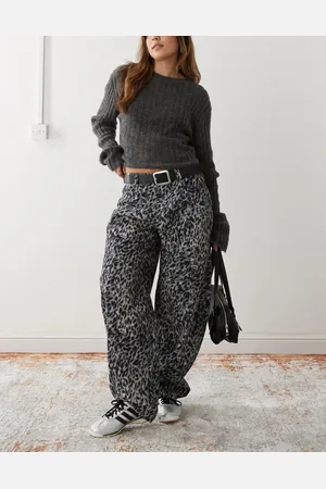 Reclaimed Snow leopard print barrel leg pants