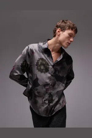Topman Long sleeve floral printed shirt in
