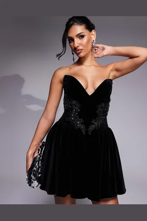 Lavish Alice Jeweled applique velvet mini dress in