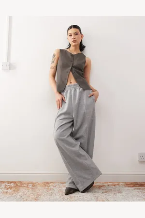 Reclaimed Unisex smart wide leg sweatpants in heather