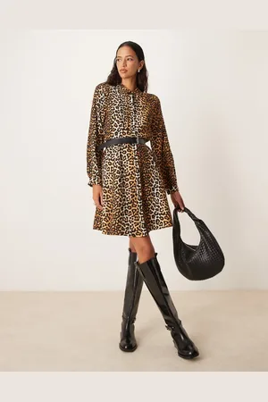 Y.A.S Flippy hem mini shirt dress in leopard print