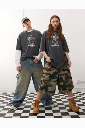 ASOS Unisex oversized license T-shirt with Nirvana Nevermind puff prints in washed
