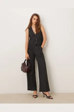 JDY Wide leg pants in dark pinstripes - part of a set