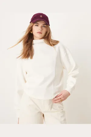 ASOS Corset seamed high neck sweatshirt in cream