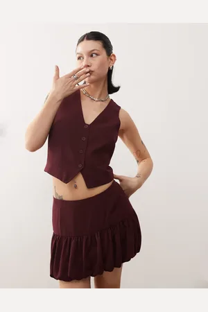 COLLUSION Fitted vest in wine - part of a set