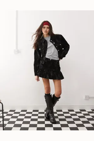COLLUSION Flocked camo print denim bubble skirt in - part of a set