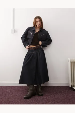 COLLUSION Denim drop waist midi skirt in rinse wash - part of a set