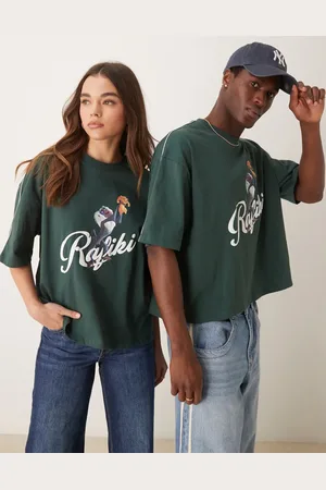 ASOS Disney unisex oversized cropped t-shirt with Lion King Rafiki print and piping in