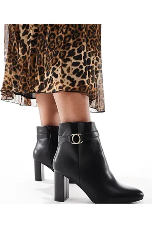 Yours Strap detail block ankle boots in