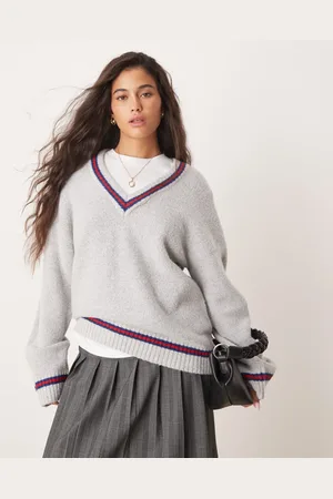 Neon Rose School sweater with contrast binding in