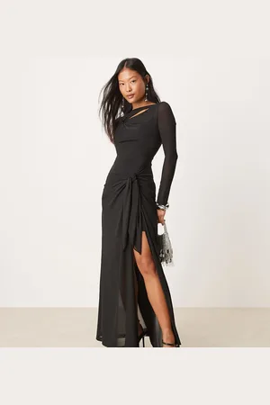 EVER NEW Long sleeve drape maxi dress in