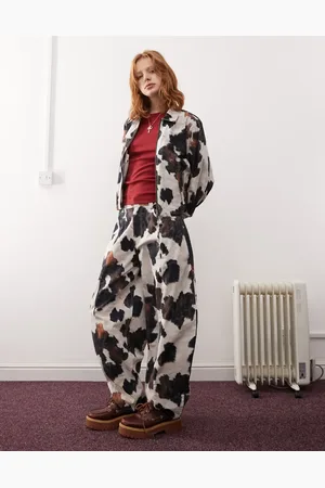 Reclaimed Cow print barrel pants - part of a set