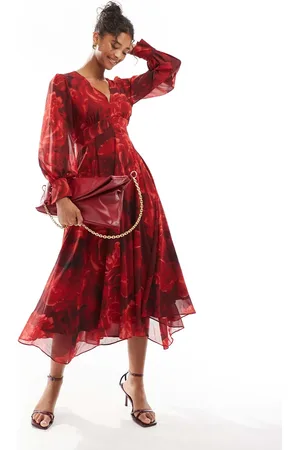 EVER NEW Long sleeve maxi dress in rose floral