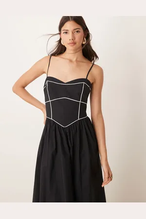 EVER NEW Contrast stitch drop hem maxi dress in