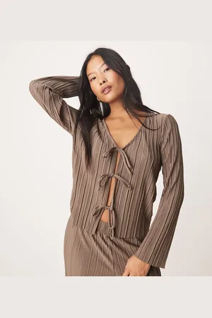 JDY Tie front plisse top in - part of a set