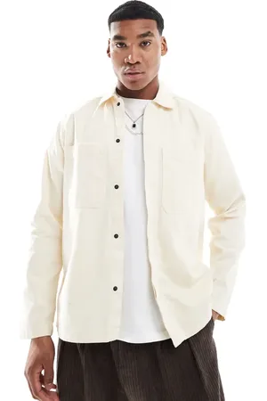 Only & Sons Canvas utility overshirt in ecru