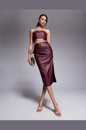 Jaded Rose PU midaxi skirt in oxblood