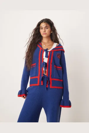 Neon Rose Sailor collar tie-front cardigan in - part of a set
