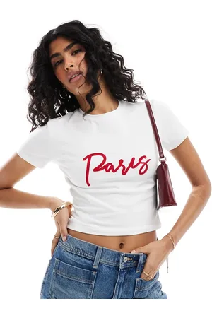 The Frolic Exclusive cropped Paris applique t-shirt in