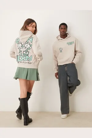ASOS Unisex boxy oversized hoodie with Green Day prints in